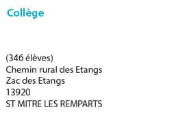 Collège ( élèves) - Chemin rural des Etangs Zac des Etangs - 13920 - ST MITRE LES REMPARTS